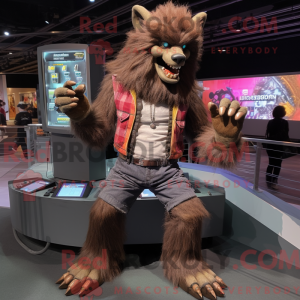 Brun varulv maskot kostume...