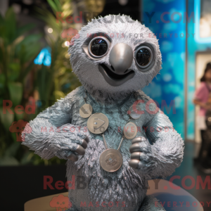 Silver Sloth mascot costume...