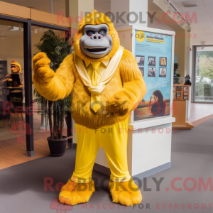Gul Gorilla maskot kostume...