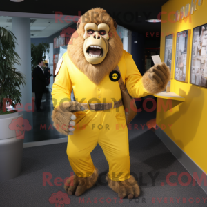 Gul Gorilla maskot kostume...