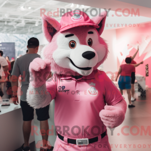 Pink Wolf mascot costume...