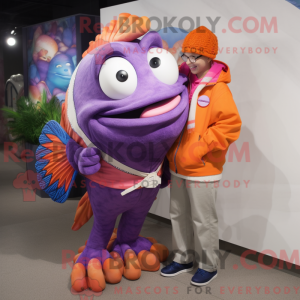 Purple Clown Fish mascot...