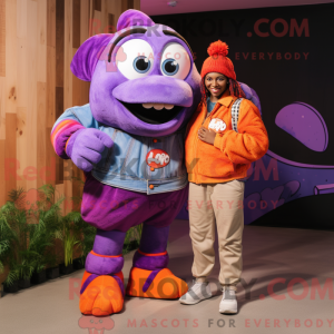 Purple Clown Fish mascot...