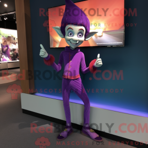 Purple Elf mascot costume...