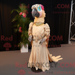 Beige Macaw mascot costume...