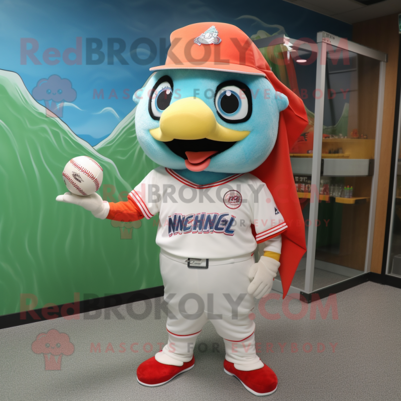 nan Ceviche mascot costume character dressed with a Baseball Tee and Clutch bags