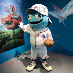 nan Ceviche mascot costume character dressed with a Baseball Tee and Clutch bags