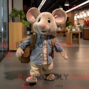 Beige Mouse mascot costume...