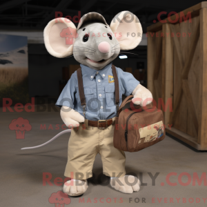 Beige Mouse mascot costume...