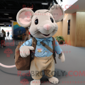 Beige mus maskot kostume...