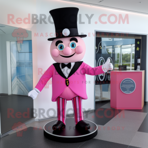 Pink Ring Master mascot costume character dressed with a Romper and Earrings