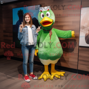 Grøn Muscovy Duck maskot...