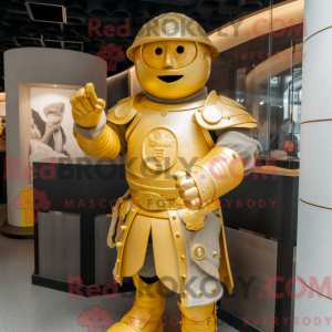 Gold Medieval Knight mascot...