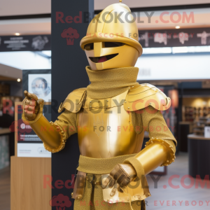 Gold Medieval Knight mascot...