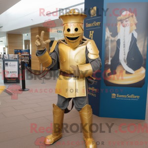 Gold Medieval Knight mascot...