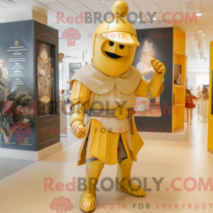 Gold Medieval Knight mascot...