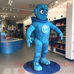 Blue Superhero mascot...