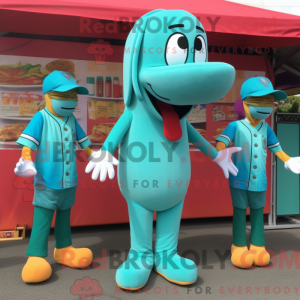 Teal Hot Dogs mascot...