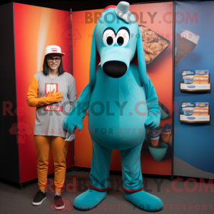 Teal Hot Dogs mascot...