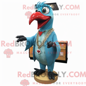 Cyan spætte maskot kostume...