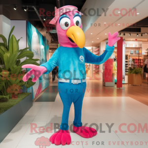 Cyan Flamingo Maskottchen...