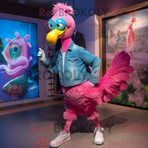 Cyan Flamingo Maskottchen...