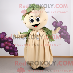 Beige Grape maskot kostume...