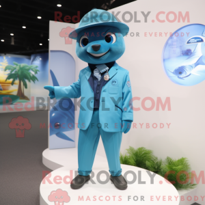 Cyan Tuna mascot costume...