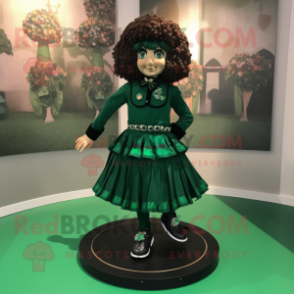 Forest Green Irish Dancing Shoes mascot costume character dressed with a Mini Skirt and Shawl pins