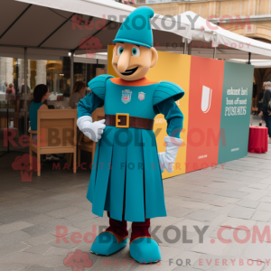 Teal Swiss Guard maskot...