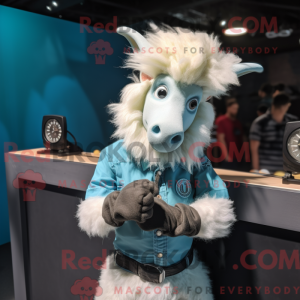 Cyan Angora Goat maskot...