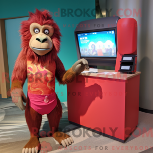 Red Baboon mascot costume...