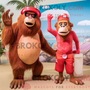 Red Baboon mascot costume...