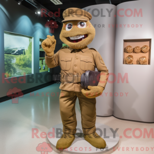 Brown Army Soldier mascot...