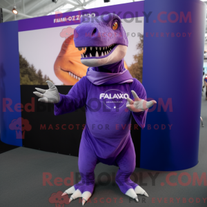 Lila Allosaurus Maskottchen...
