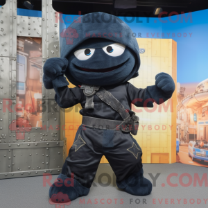 Sort Ninja maskot kostume...