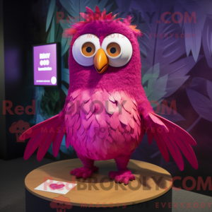 Magenta Uil-mascottekostuum...