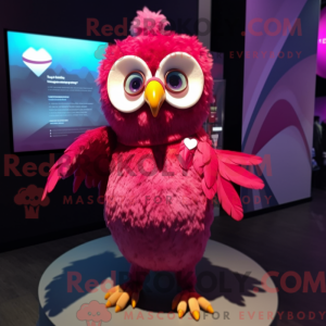 Magenta Owl maskot kostume...