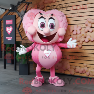 Pink Heart maskot kostume...