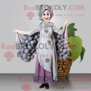 Silver Grape mascot costume...