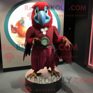 Maroon Macaw mascot costume...