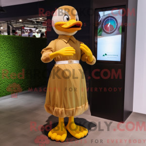 Tan Duck mascot costume...
