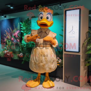 Tan Duck maskot kostume...