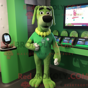 Green Dog mascot costume...