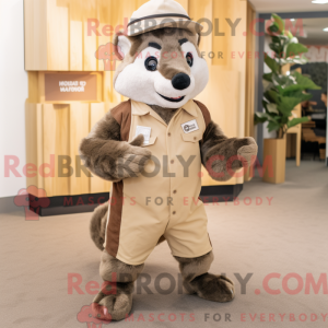 Beige Badger mascot costume...