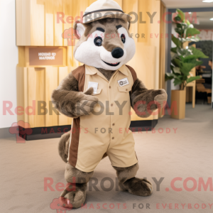 Beige Badger maskot kostume...