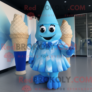 Blue Ice Cream Cone maskot...