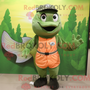 Olive Salmon mascot costume...