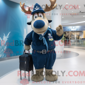 Navy Moose maskot kostume...