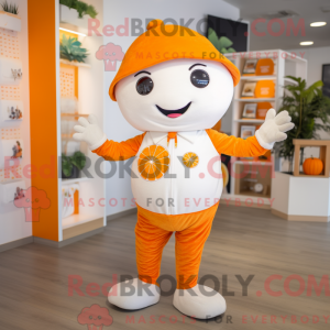 Hvid Orange maskot kostume...